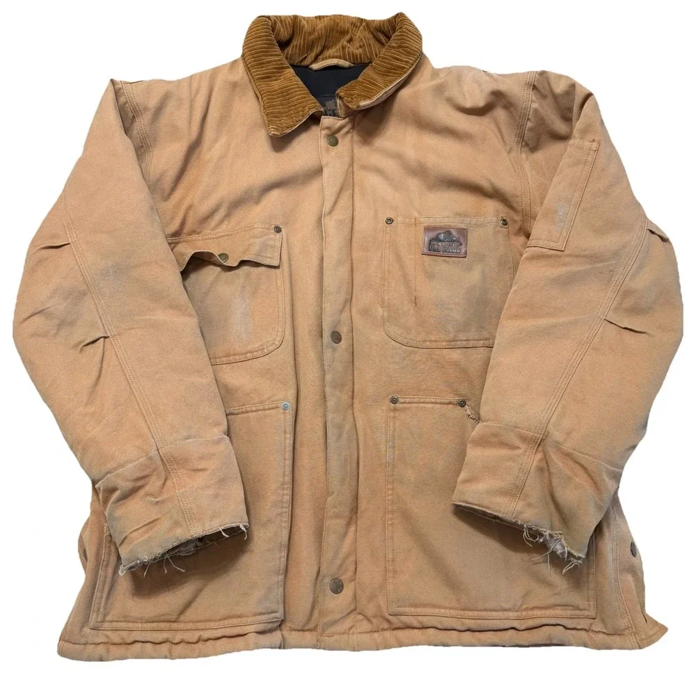 Old Mill Mens Insulated Duck Canvas Workwear Jacket Thinsulate Corduroy Collar M